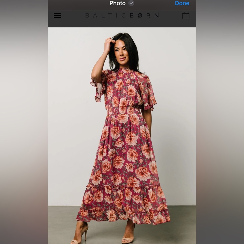Listicle (Baltic Born) Floral Pink and Orange Maxi Dress